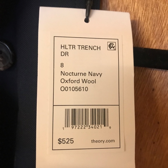 Theory Nocturne Navy Halter Oxford Wool Trench Dress( flaw) - Picture 4 of 7